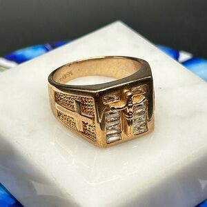Cross Crucifix Ring 18 KGE size 11 gold tone #K54
